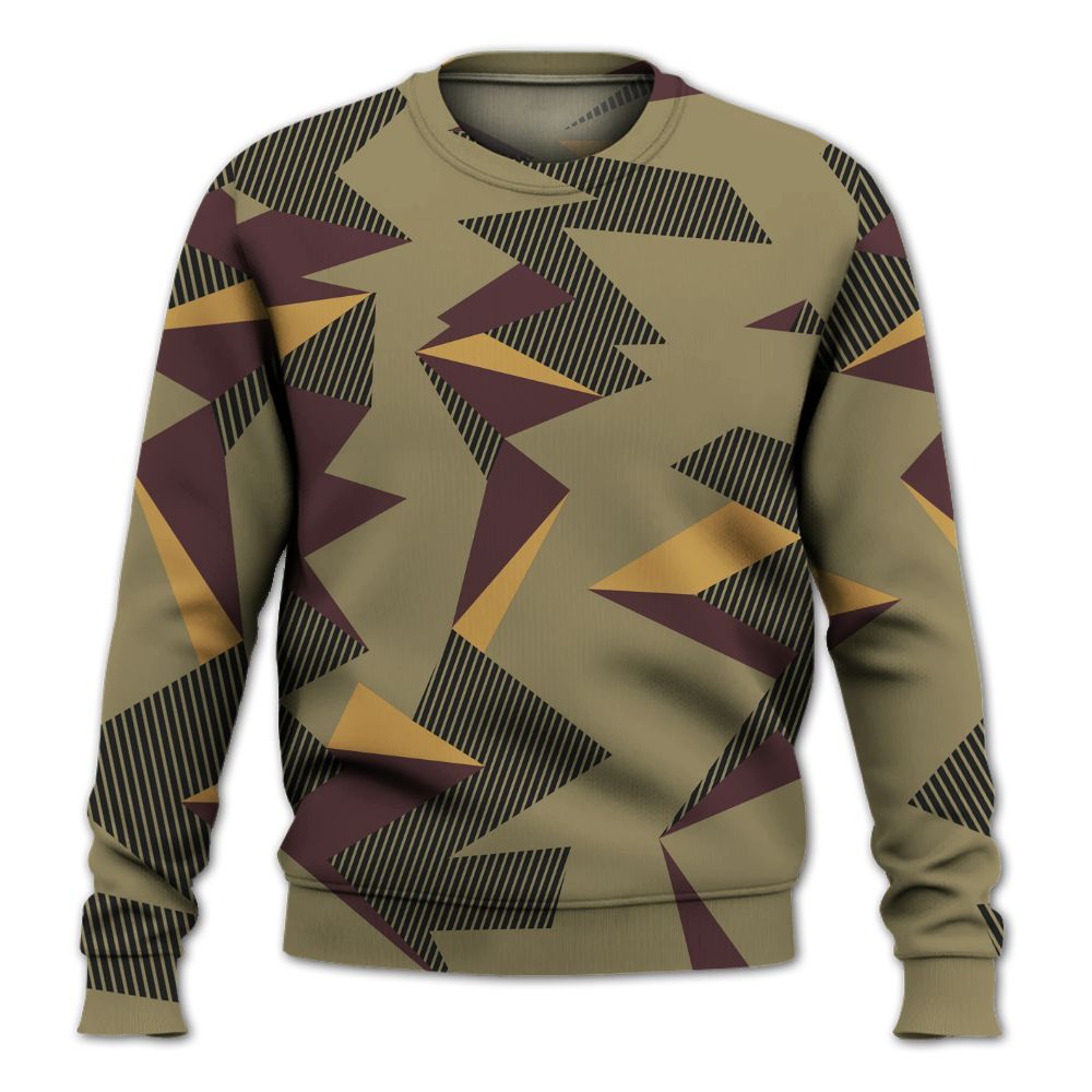 Sweatshirt To Match Black Olive 7s - Geometric Camouflage Pattern All Over Print