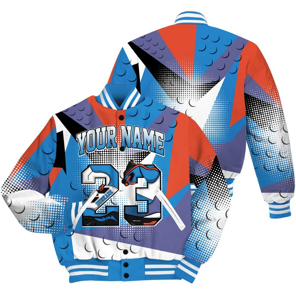 Varsity Jacket To Match Hi-Res Blue 700s Shirt, Poly Custom Name Number 23 5s All Over Print