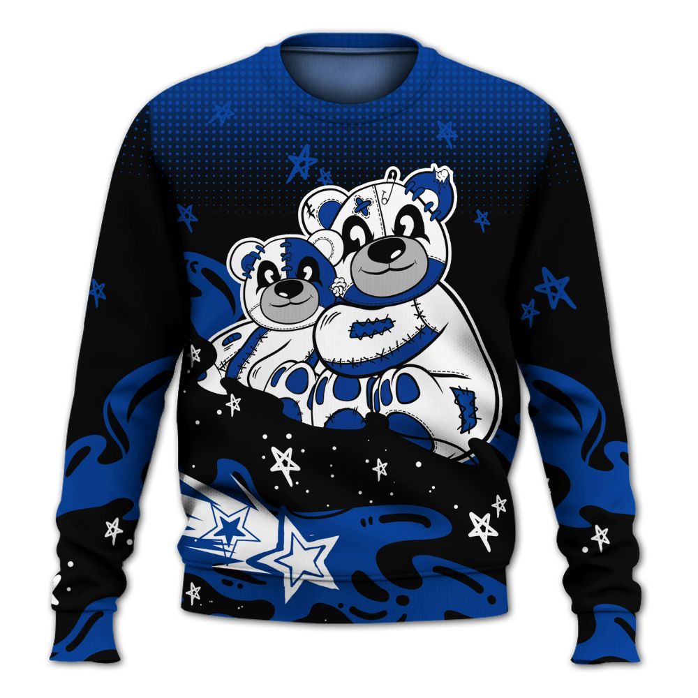 Sweatshirt To Match Hyper Royal 12s - Sincere Fondness Bear Stars All Over Print