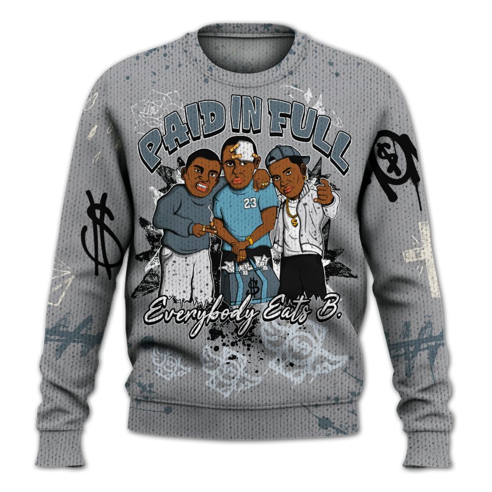 Sweater To Match Retro Light Graphite Wolf Grey 5s - Everybody Paid In Full Crayon Graphic