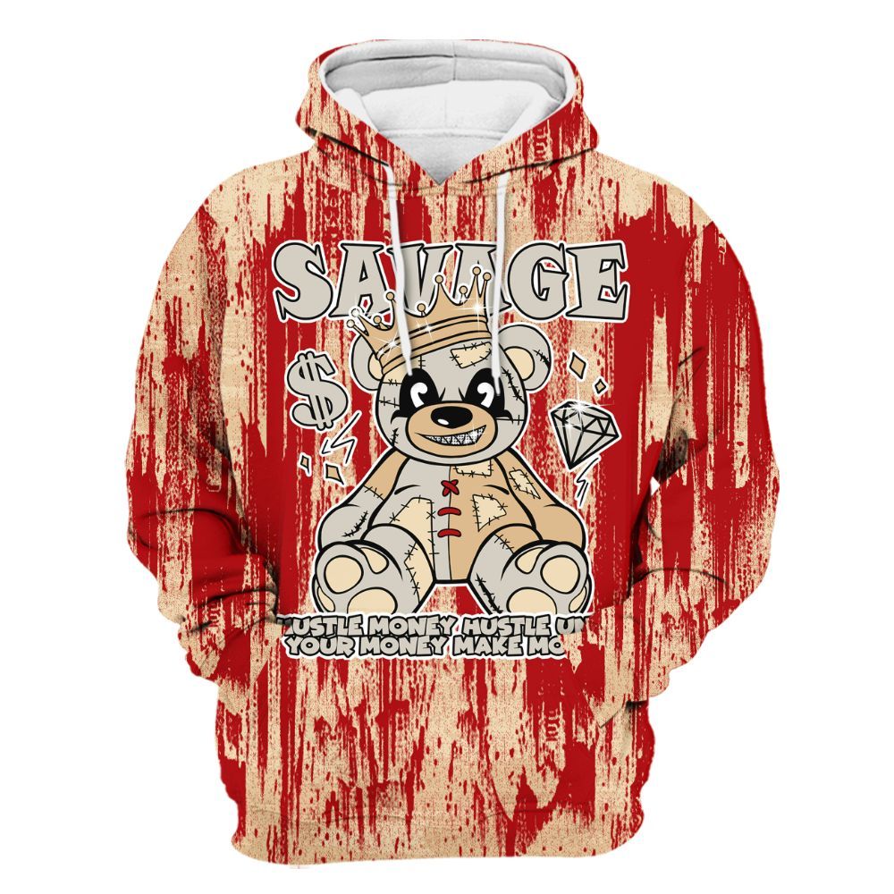 Hoodie To Match Dunk Low Strawberry Waffle - Savages Bear Glitch Art All Over Print