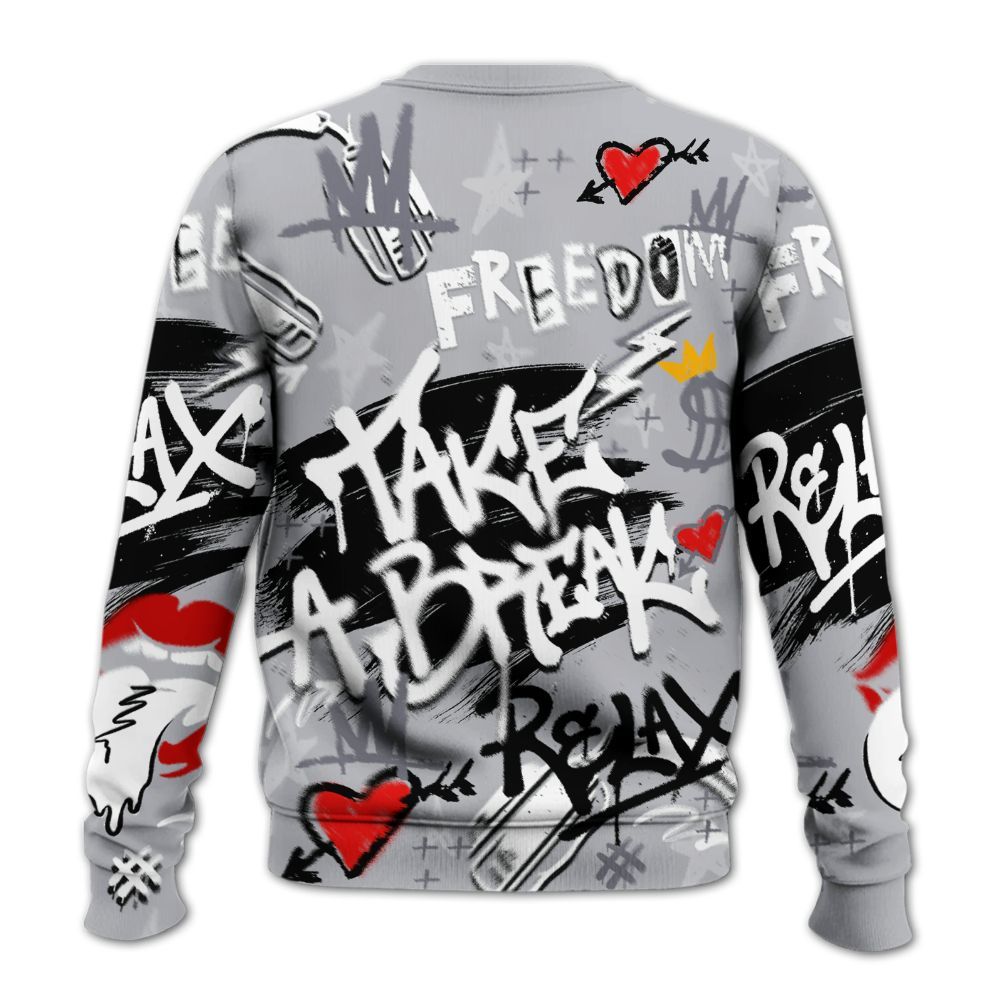 Sweatshirt To Match Low Cement Grey 11s - Take Break Freedom Graffiti Streetwear All Over Print