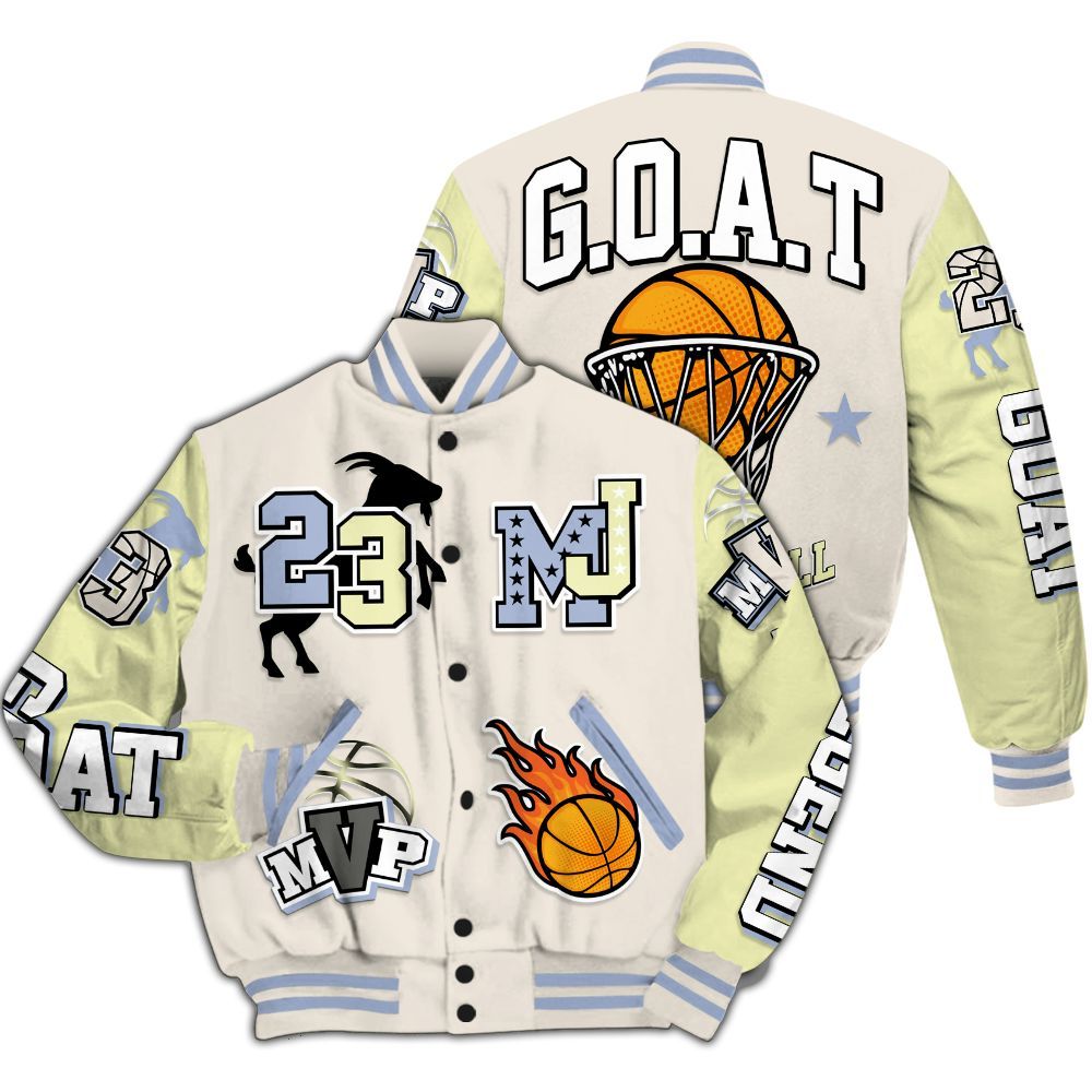 Varsity Jacket To Match Luminous Green 5s - 23 Goat MVP Basketball All Over Print