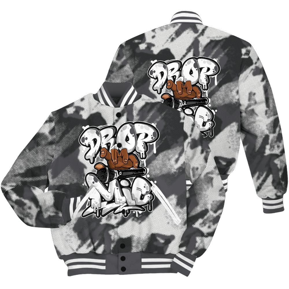 Varsity Jacket To Match White Thunder 4s Shirt - Drop Mic Abstract All Over Print