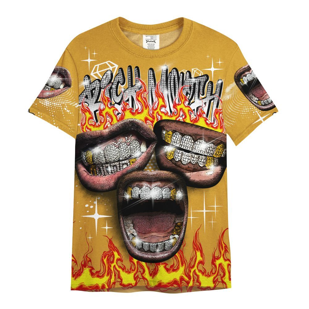 Shirt To Match Dunk Low Wheat Pale Ivory - Rich Mouth Fire Rap Retro 90s All Over Print