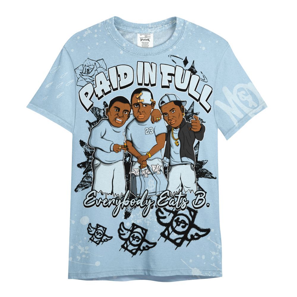 Shirt To Match Foamposite One Psychic Blue - Paid In Full Crayon All Over Print