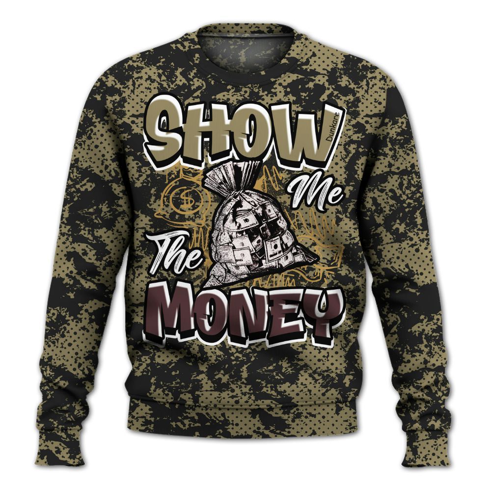 Sweatshirt To Match Black Olive 7s - Show Me The Money Retro All Over Print