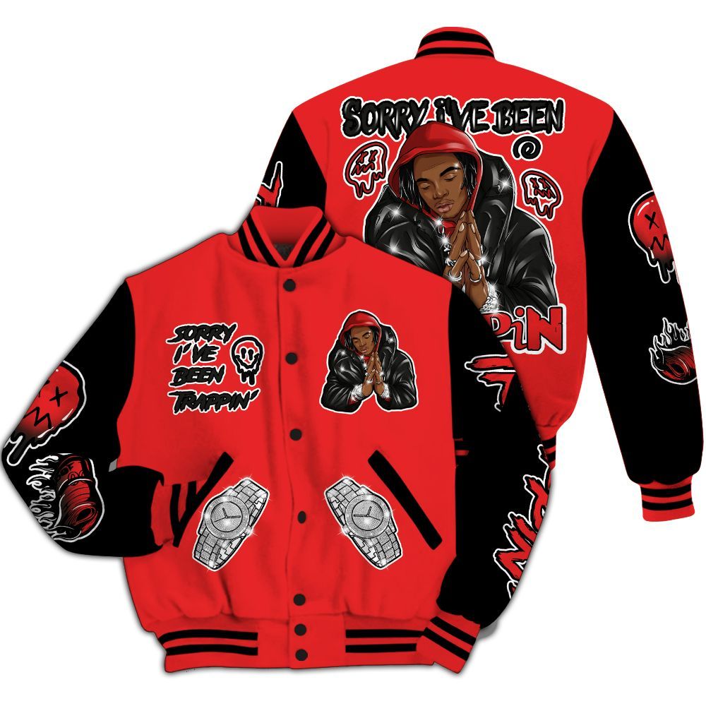 Varsity Jacket To Match Red Thunder 4s - Trappin' Unique All Over Print