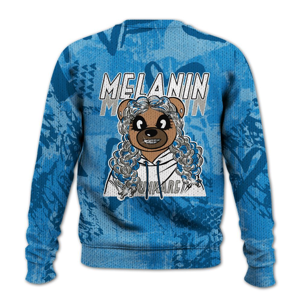 Knitted Sweater To Match Industrial Blue 4s - Pigments Bear Heart Grunge