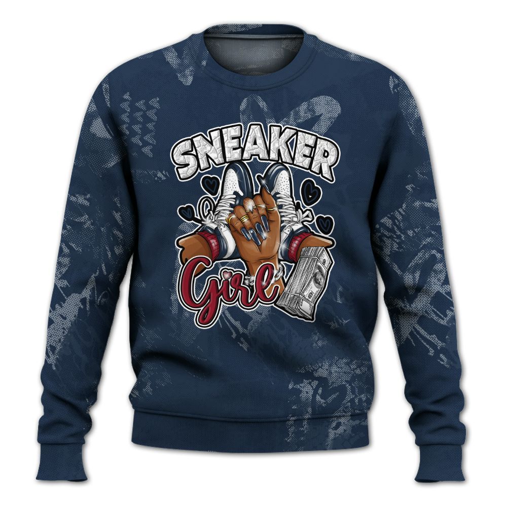 Sweatshirt To Match White Midnight Navy 6s - Sneakerz Girlz Heart Grunge All Over Print