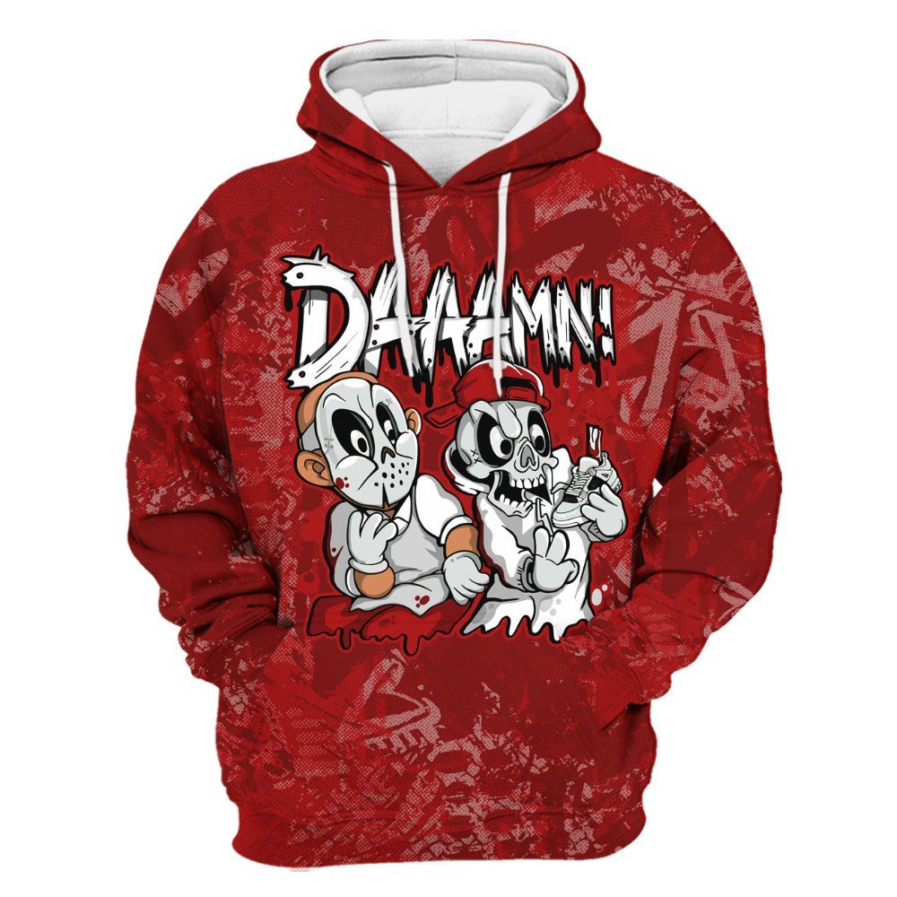 Hoodie To Match Red Taxi 12s - Damn Shoe Graphic Heart Grunge All Over Print