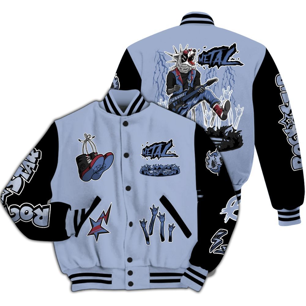 Varsity Jacket To Match Black Metallic 5s - Punk Rock Raccoon All Over Print