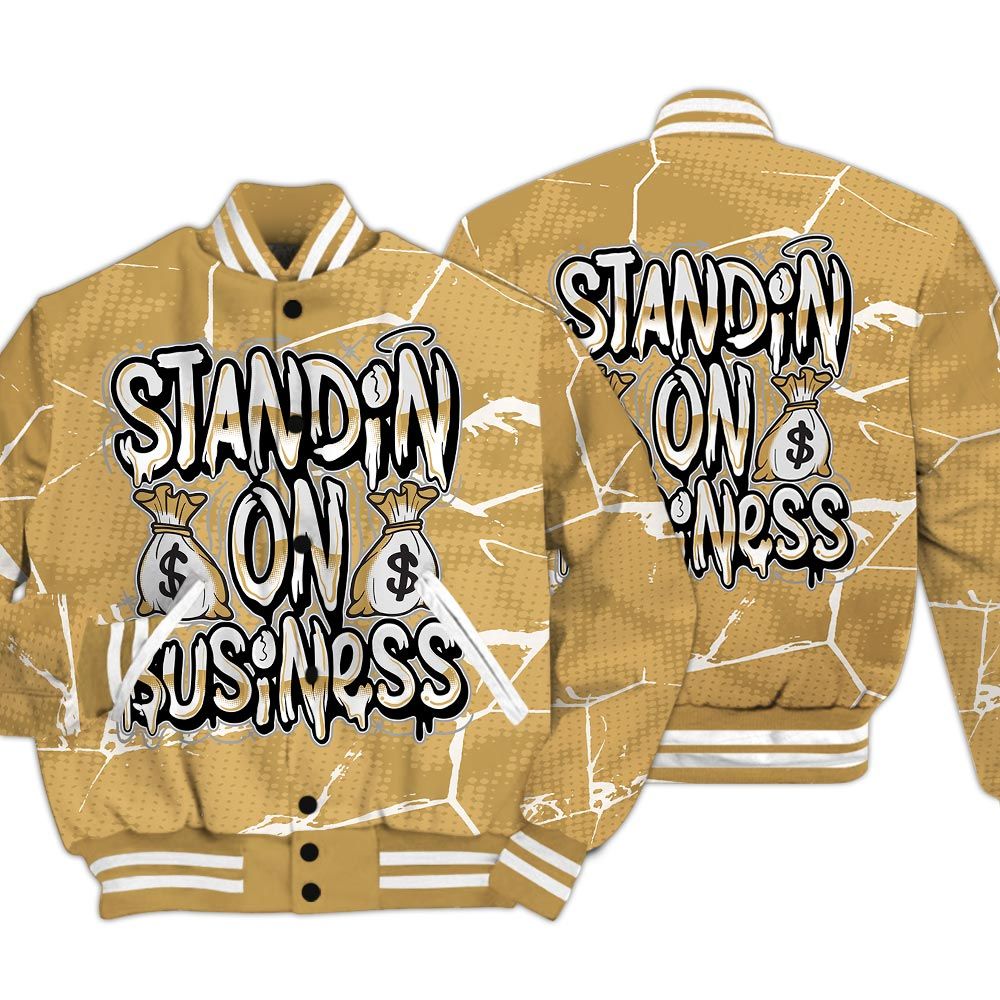 Varsity Jacket To Match Craft Paris 6s - Standin' Business White Graphic Crack Varsity Jacket Unisex
