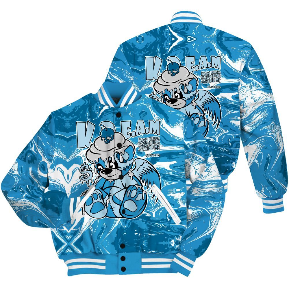 Varsity Jacket To Match Powder Blue 9s Shirt - Loot Bear Liquid All Over Print