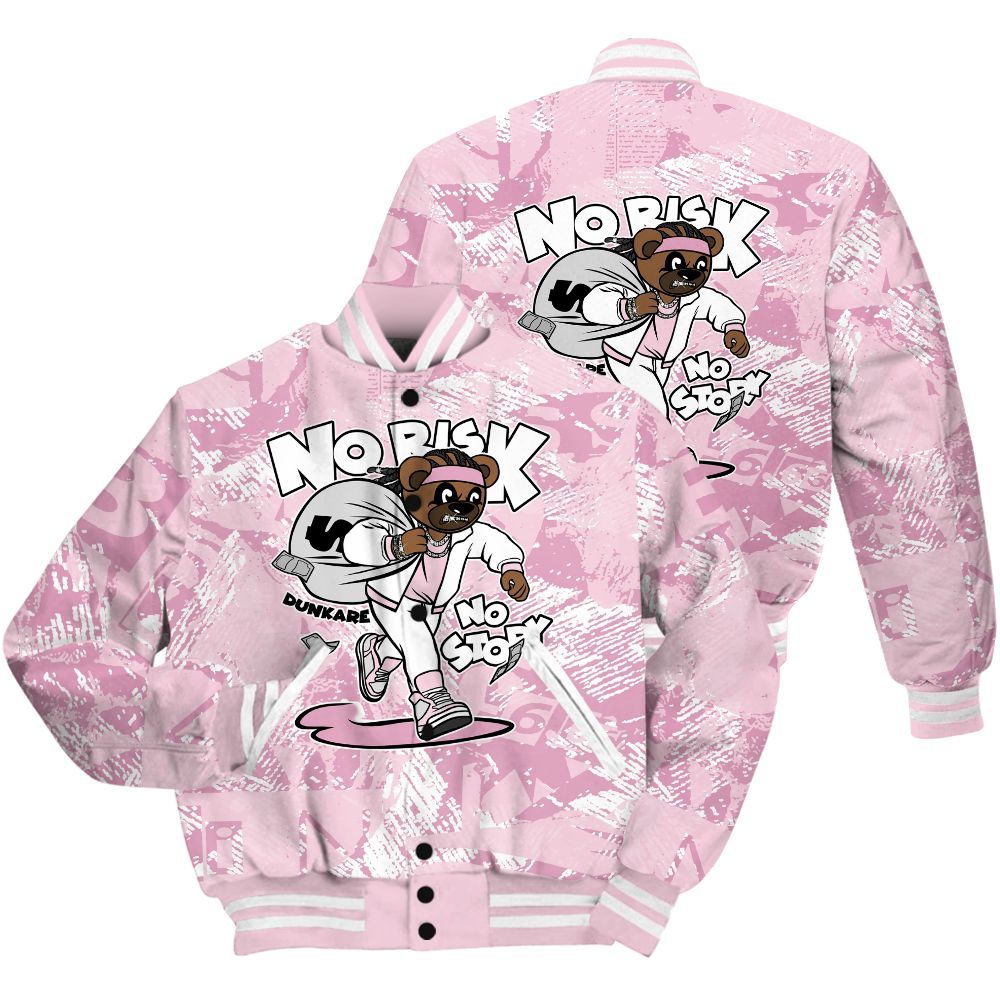 Varsity Jacket To Match Orchid 4s Shirt - Certain Bear Abstract Graffiti All Over Print