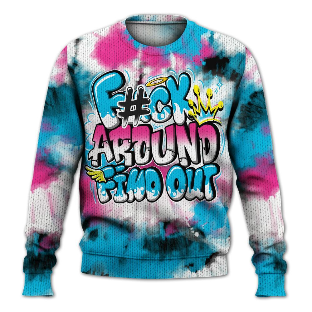 Knitted Sweater To Match Tokyo Nights Stewie 3s - Tie Dye FK Around Find Out