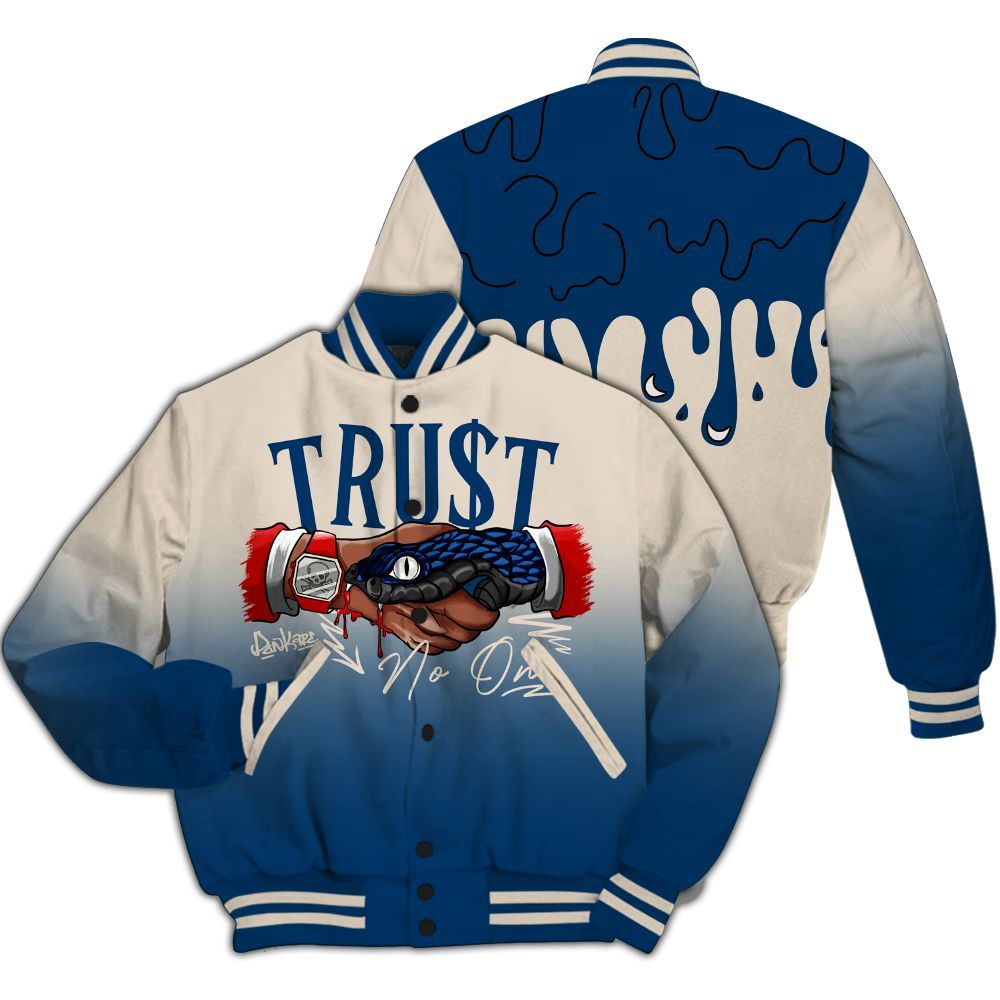 Varsity Jacket To Match Retro Rare Air 11s - Trust No One Drip All Over Print