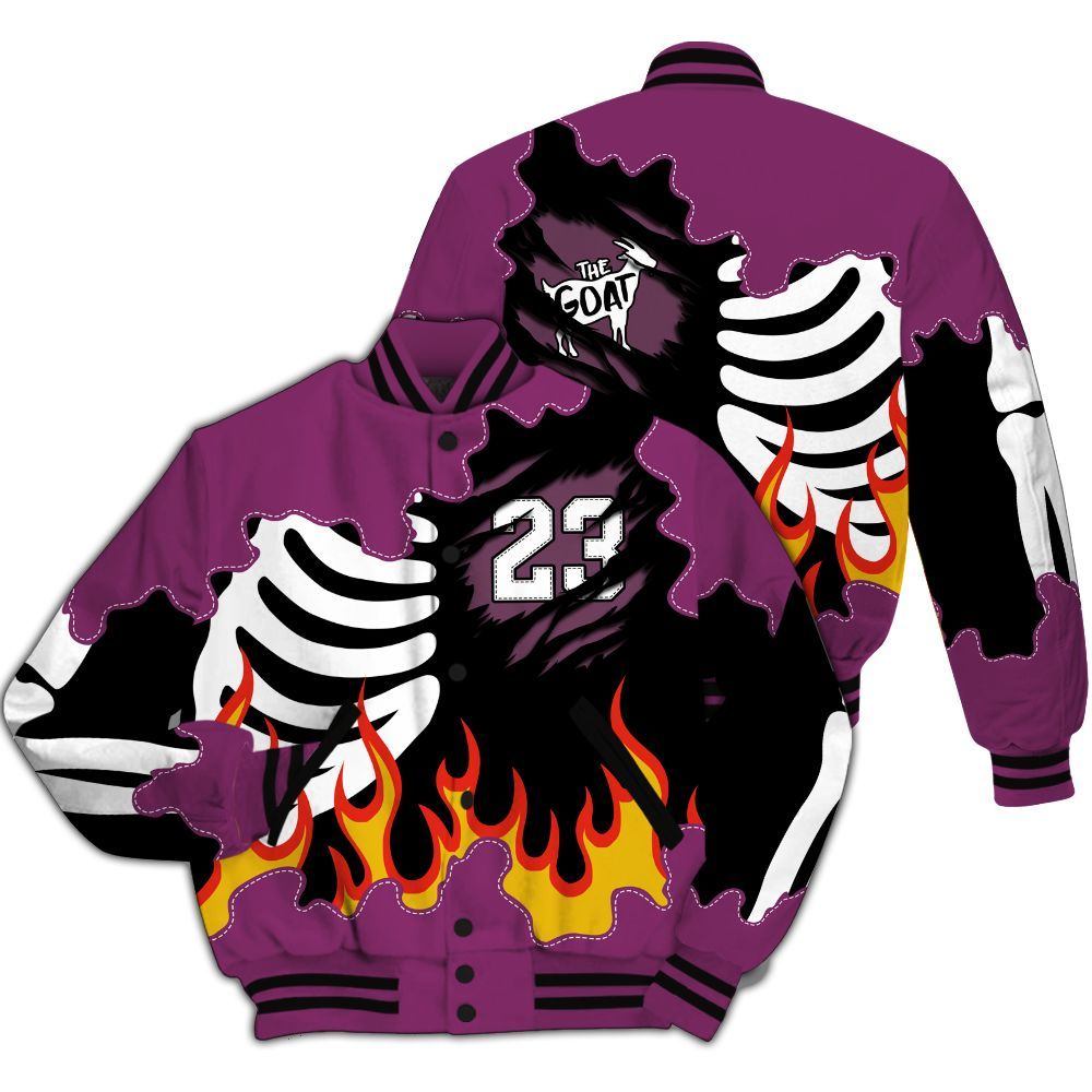 Varsity Jacket To Match Air Max Sunder Gore Tex Bold Berry - Burning Skeleton 23 G.O.A.T All Over Print