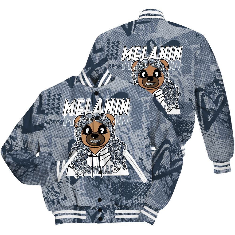 Varsity Jacket To Match Low Diffused Blue 11s Shirt - Pigments Bear Heart Grunge All Over Print