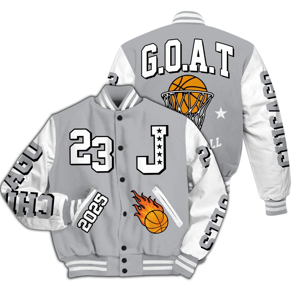 Varsity Jacket To Match Low OG Wolf Grey 1s - Chicago 23 Basketball All Over Print