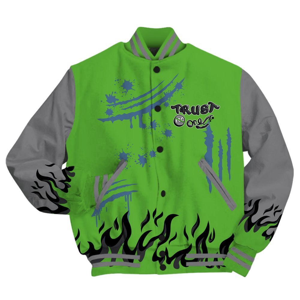 Varsity Jacket To Match Retro Green Bean 5s - Graphic Trust No One All Over Print