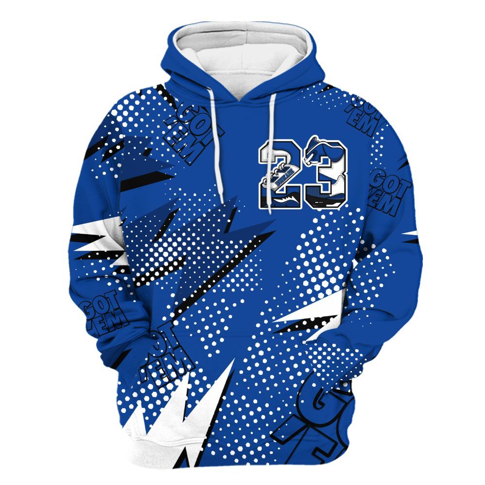 Hoodie To Match Low Game Royal 1s - Custom Name Number 23 5s All Over Print