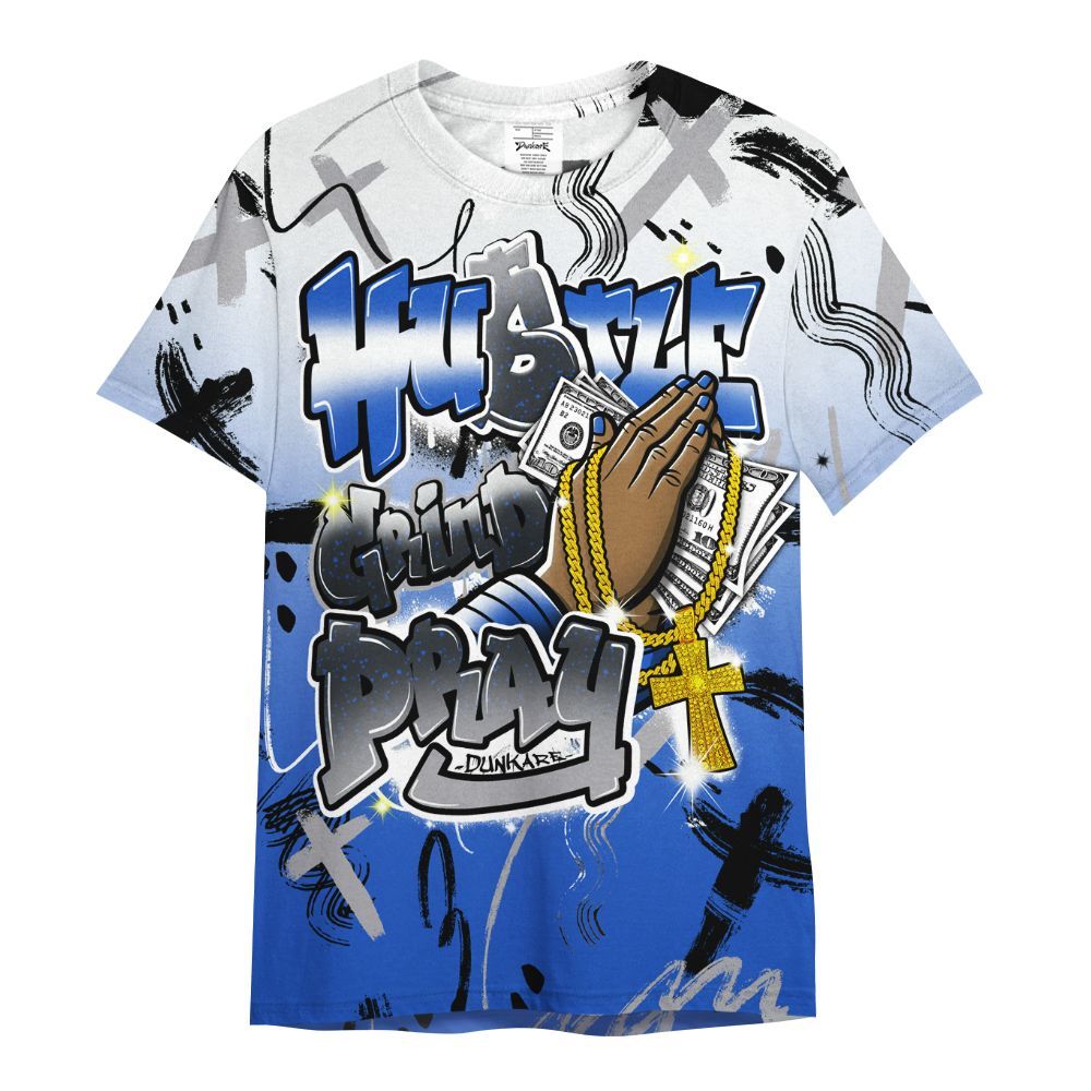 Shirt To Match Retro Stealth 5s - Money Hustle Grind Pray All Over Print
