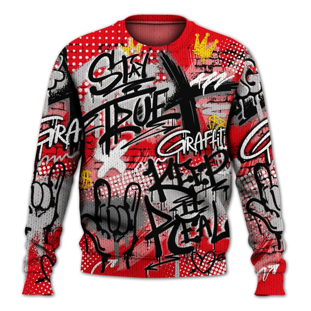 Knitted Sweater To Match Air Max 1 Low Poly - True It Real Graffiti Streetwear