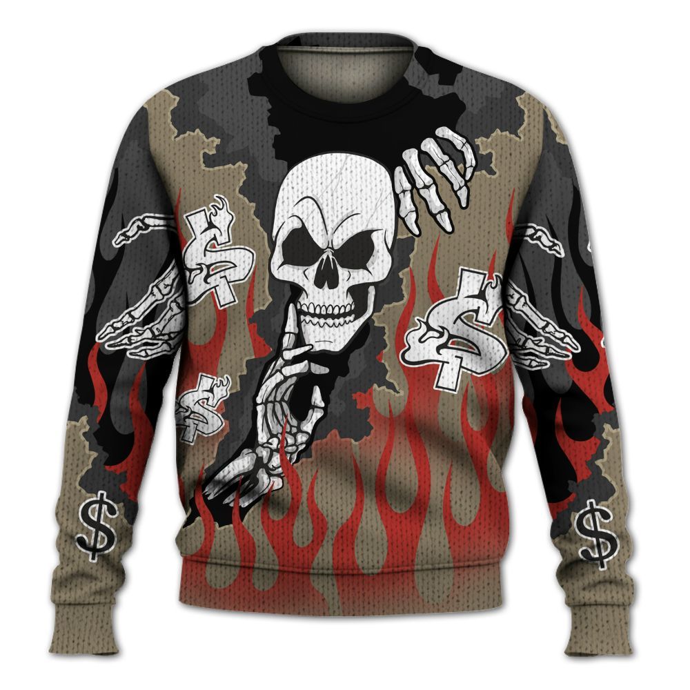 Knitted Sweater To Match Olive 9s - Ones Move In Silence Graphic Trapped