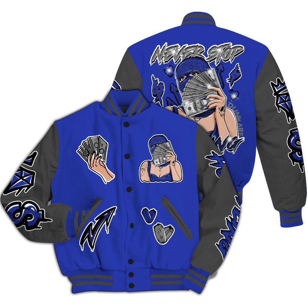 Varsity Jacket To Match Air Max Plus Black Racer Blue - Hustling Unique All Over Print