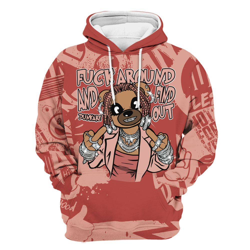 Hoodie To Match Dune Red 13s - F#ck Around Bear Bear Monogram Graffiti All Over Print