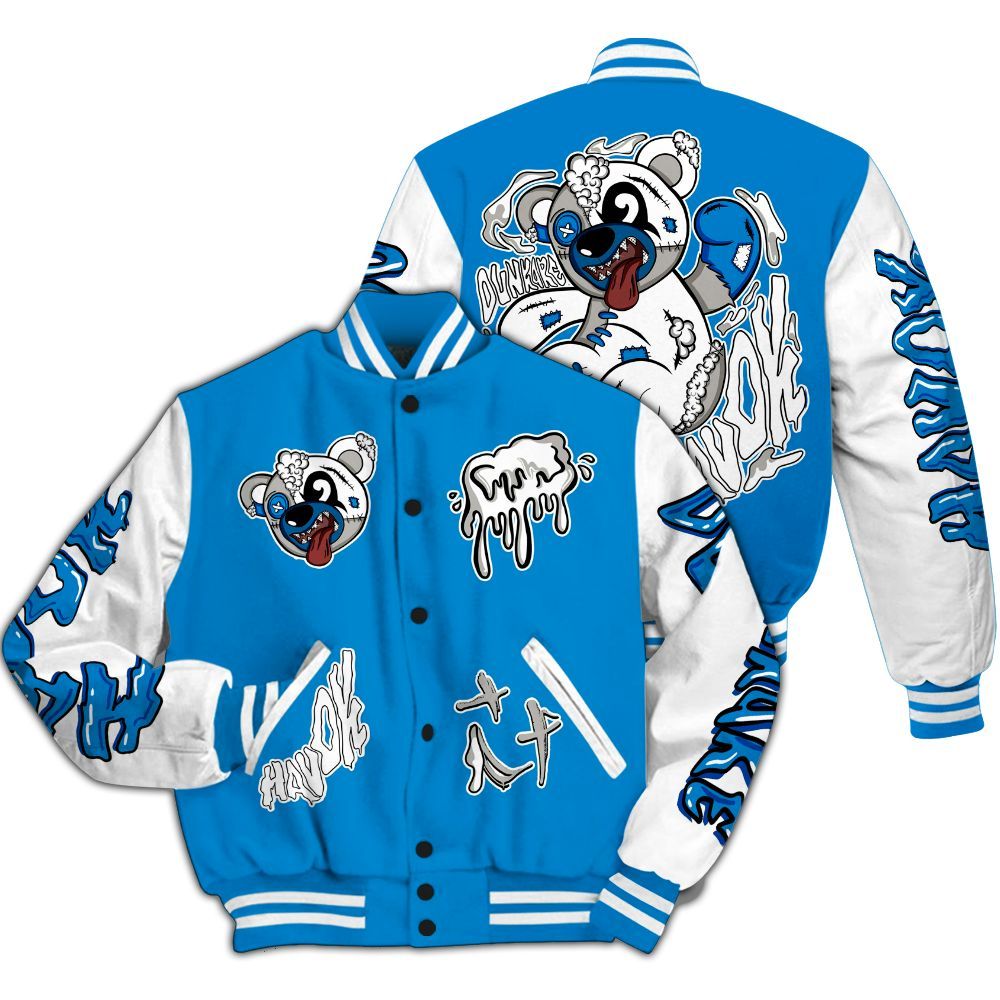 Varsity Jacket To Match Military Blue 4s - Havok Bear All Over Print
