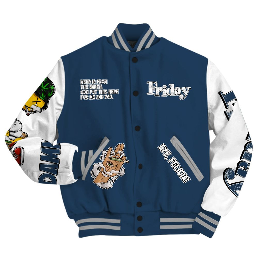 Varsity Jacket To Match Retro French Blue 2025 12s - Friday Sneaker Stress Style All Over Print