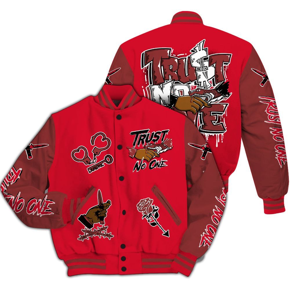 Varsity Jacket To Match Air Max Sunder Gore Tex Fire Red - Trust No One Dripping All Over Print