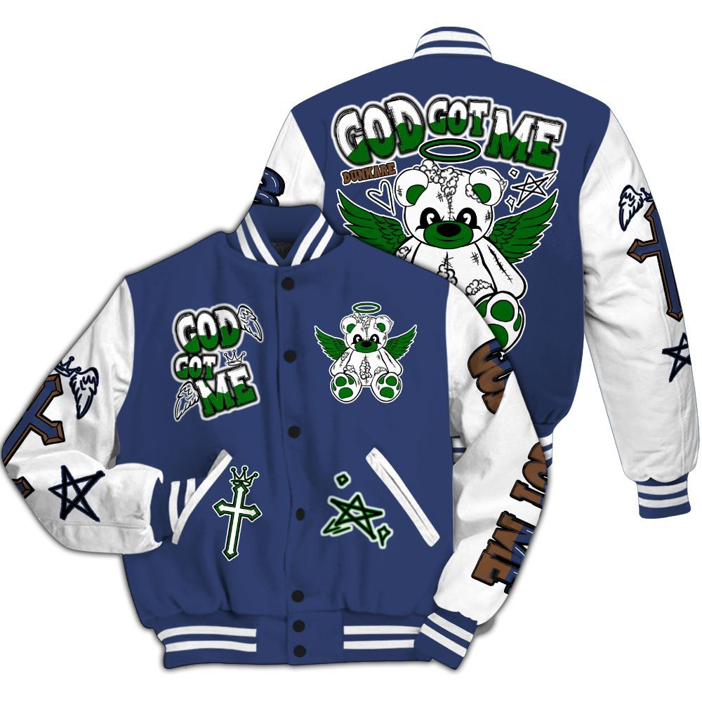 Varsity Jacket To Match Midnight Navy 13s - Gods Guides Me Bear All Over Print