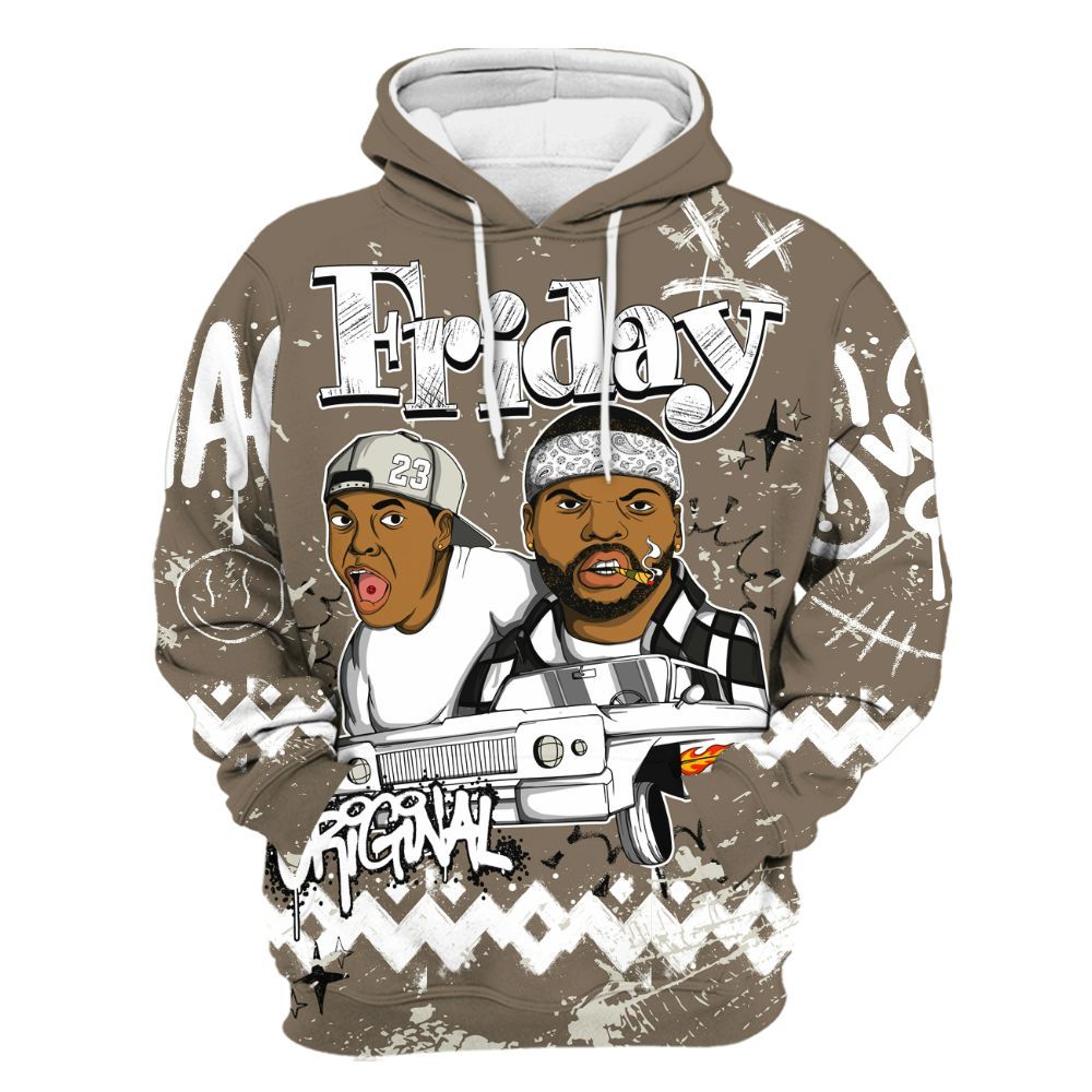 Hoodie To Match Low OG Dark Mocha 1s - Friday Sneaker Crayon All Over Print