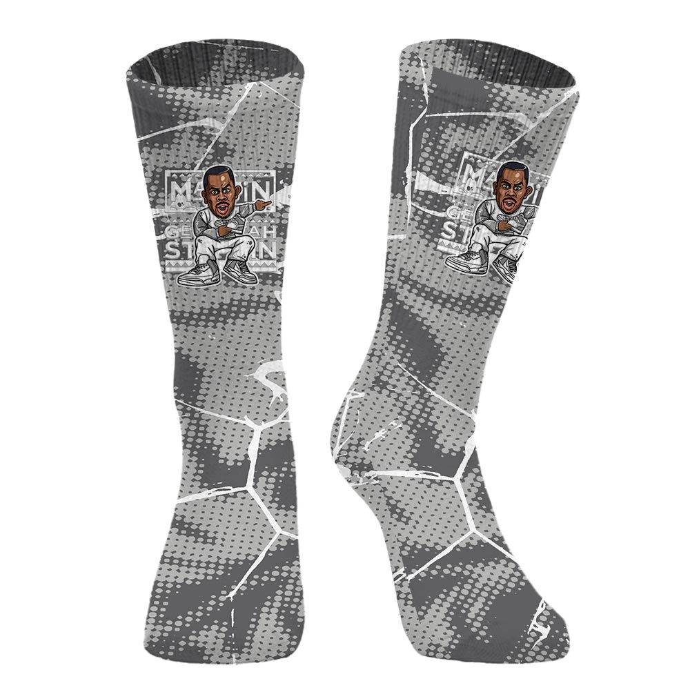 Sock To Match Retro Wet Cement 4s - Get Tag Sneakers Steppin' Graphic