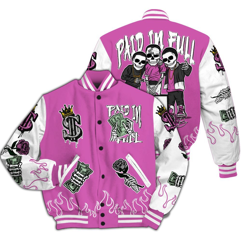 Varsity Jacket To Match Hyper Violet 4s - Fire Everybody Paid In All Over Print
