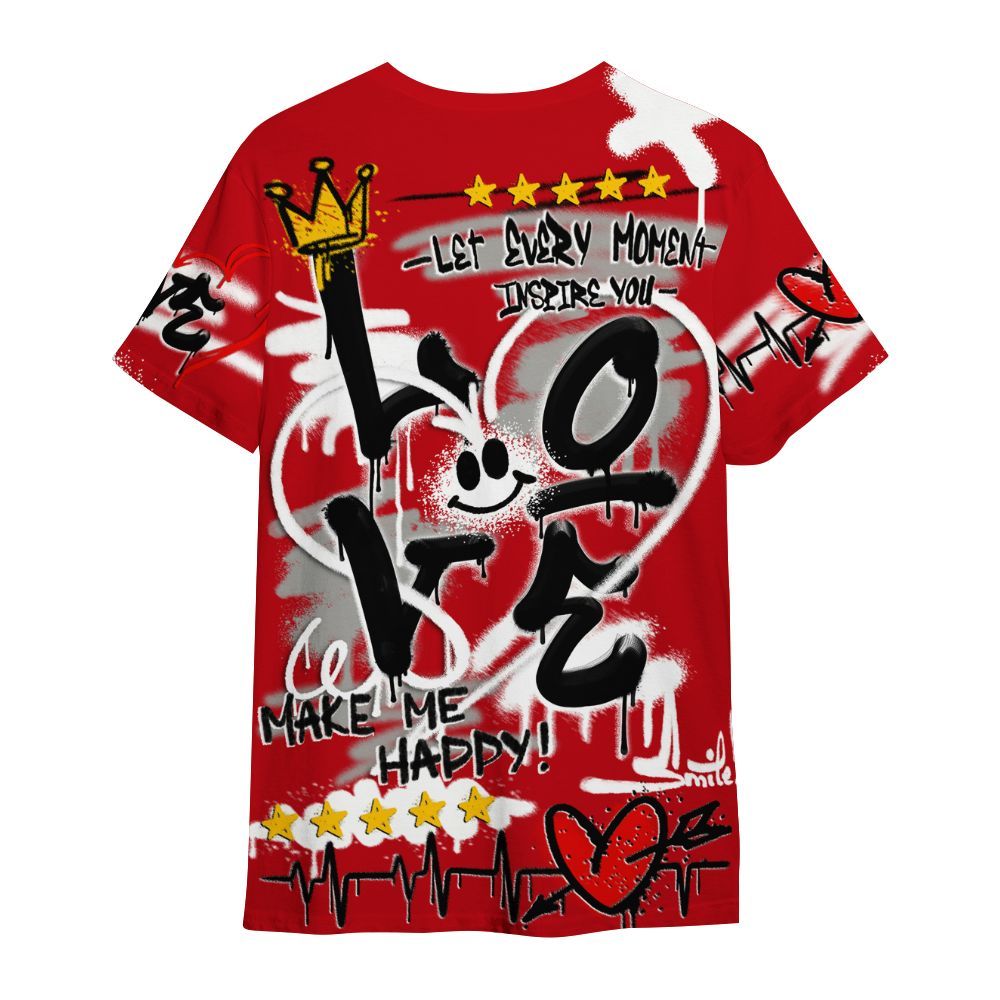 Shirt To Match Air Griffey Max Gray Reds 1s - Happy Love Beats Graffiti Streetwear All Over Print