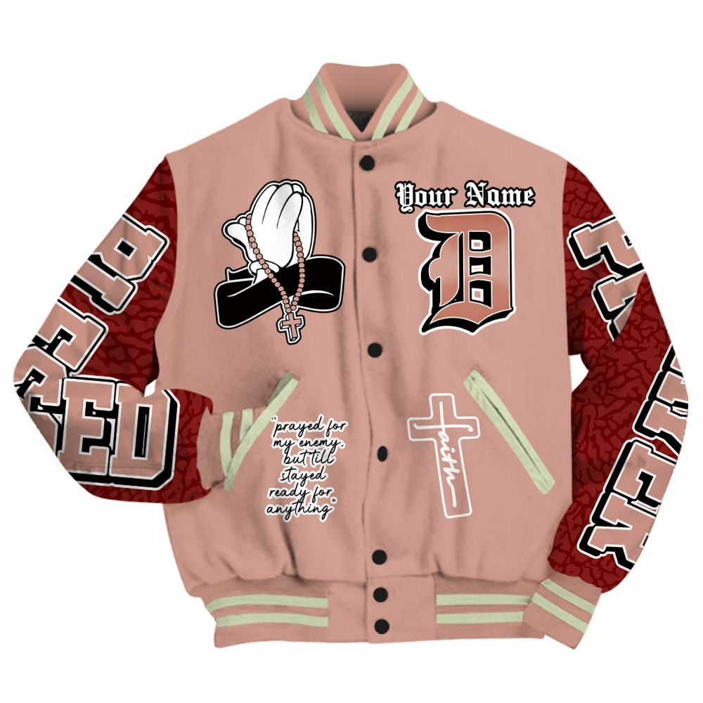 Varsity Jacket To Match Valentines Day 3s - Prayed For Enemies Graphic Custom Name All Over Print