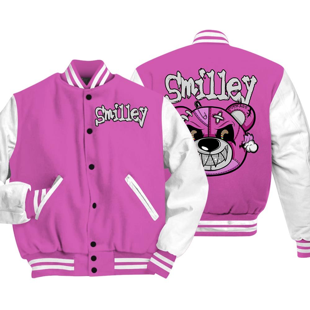 Varsity Jacket To Match Hyper Violet 4s Vasity Jacket - Smilley Bear Vasity Jacket Unisex 2404 NCMD