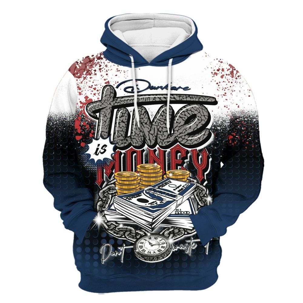 Hoodie To Match SP Sport Royal 3s - Halftone Time Is Money All Over Print
