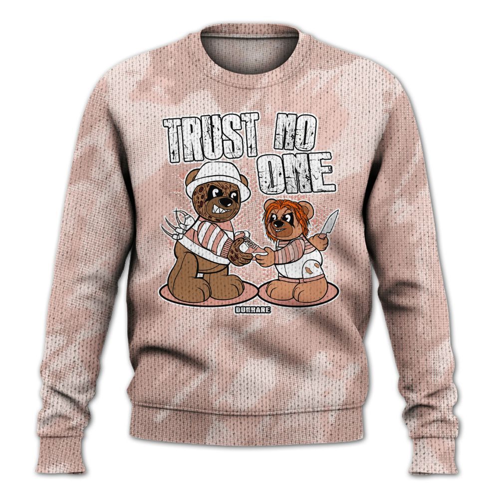 Knitted Sweater To Match Low Legend Pink 11s - Trust No One Bear Abstract Halftone