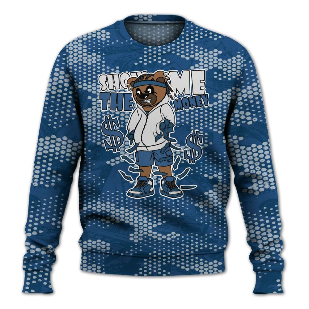 Sweatshirt To Match High OG Midnight Navy 1s - Show Me Bear Banknotes Art All Over Print