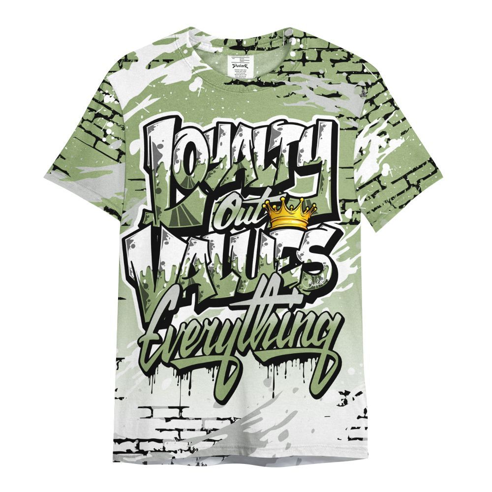 Shirt To Match Oil Green 4s - Values Of Loyalty Drip All Over Print