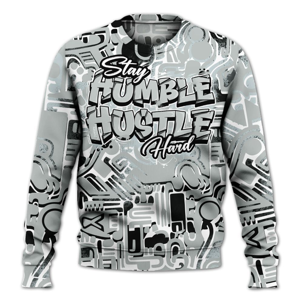 Sweatshirt To Match Black Wolf Grey 12s - Humble Hustle Doodle Retro All Over Print