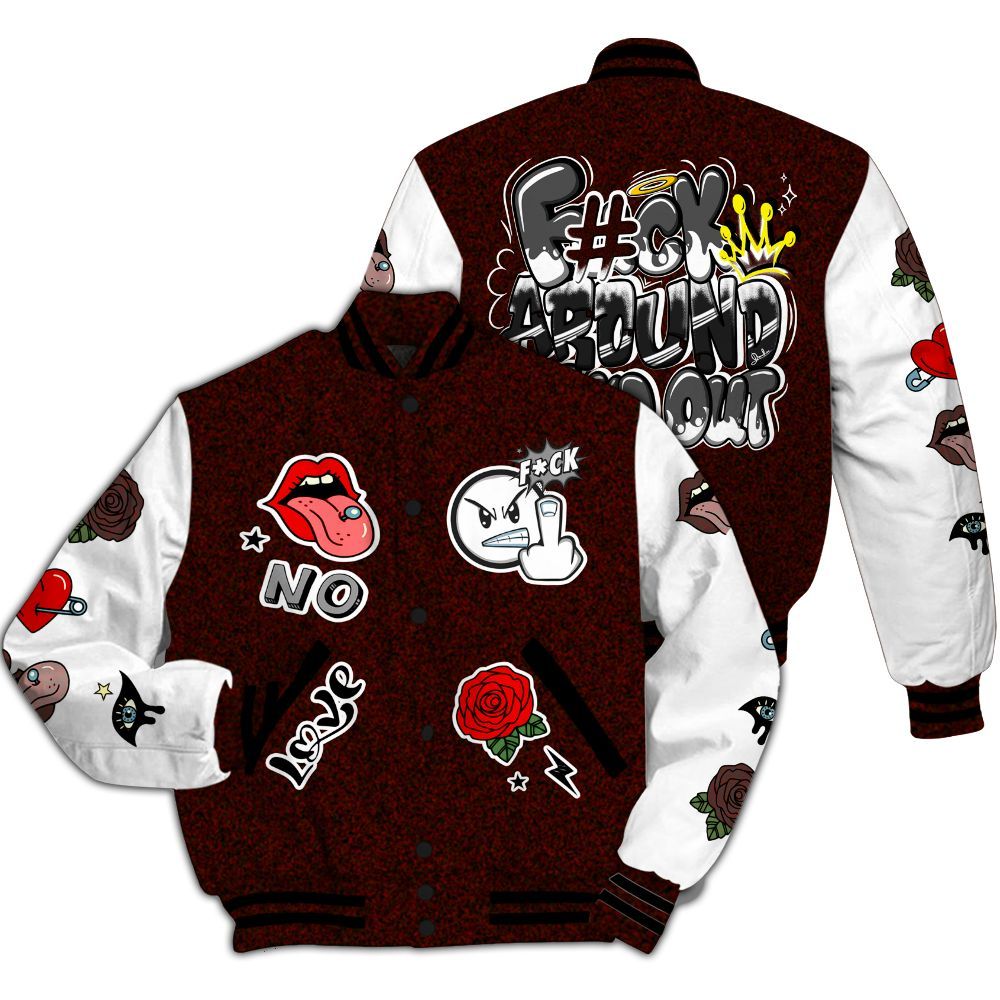 Varsity Jacket To Match Air Force 1 Low Halloween Skull 2024 - FK Around Find Out All Over Print