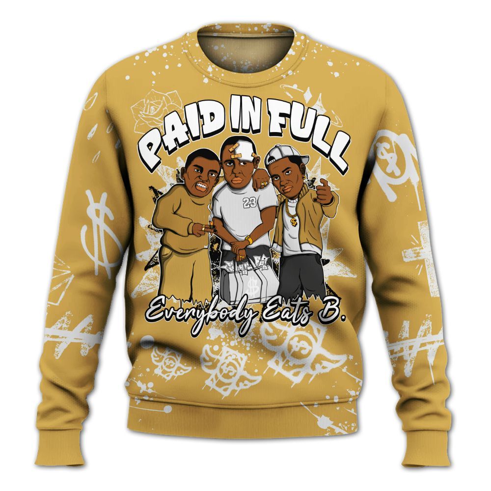 Sweatshirt To Match Retro Light Ginger 14s - Everybody Paid In Full Crayon All Over Print
