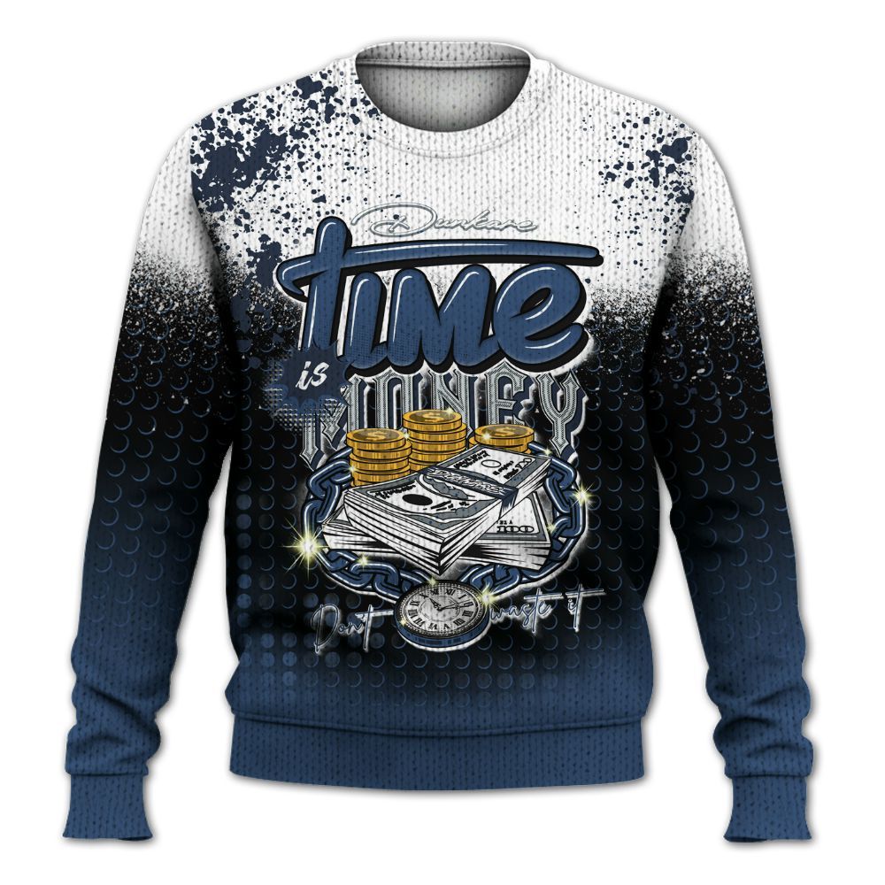 Knitted Sweater To Match Midnight Navy 4s - Halftone Time Is Money