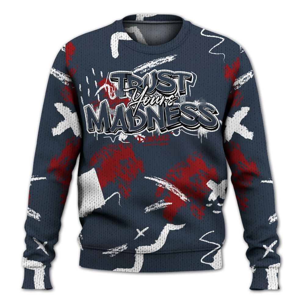 Knitted Sweater To Match Navy Blue 2024 6s - Trust Your Madness Retro